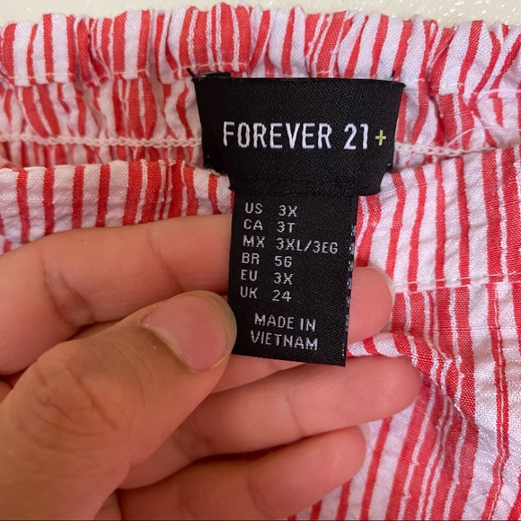 F21 + striped strapless red and white  top - Picture 4 of 5